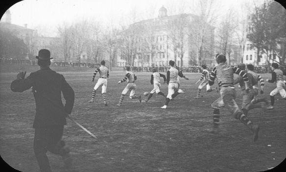 Football game on campus, McGill University, Montreal, QC, about 1900. Anonymous. Flickr. Notman photographic Archives - McCord Museum. 